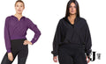 Soffe Womens Plus Size Curves Squad 1/4 Zip Cropped Hoodie by Vanessa Jane