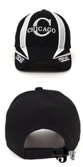 Parquet Chicago Black 3D Embroidered Baseball Cap, Hat by Vanessa Jane