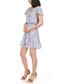 Michael Michael Kors Plus Size Striped Surplice-Neck Dress, Size 1X by Vanessa Jane