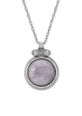 1928 28 Inch Silver Tone Amethyst Round Pendant Necklace by Vanessa Jane