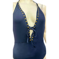 La Blanca Women's Deco Stud Halter Mio One Piece Swimsuit, Size 12 by Vanessa Jane