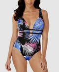 Swim Solutions Printed Plunging One-Piece Swimsuit, Size 8 by Vanessa Jane