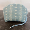 Blue and White Crochet Pattern Cosmetic Case – Vintage-Inspired Makeup Pouch for Everyday or Travel