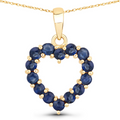 10K Yellow Gold Sapphire Heart Necklace by Fine Color Jewels