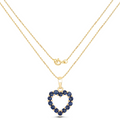 10K Yellow Gold Sapphire Heart Necklace by Fine Color Jewels
