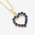 10K Yellow Gold Sapphire Heart Necklace by Fine Color Jewels