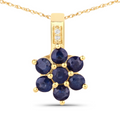 10K Yellow Gold Sapphire and Diamond Necklace by Fine Color Jewels