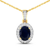 14K Yellow Gold Blue Sapphire Diamond Pendant