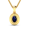 14K Yellow Gold Blue Sapphire Diamond Pendant by Fine Color Jewels