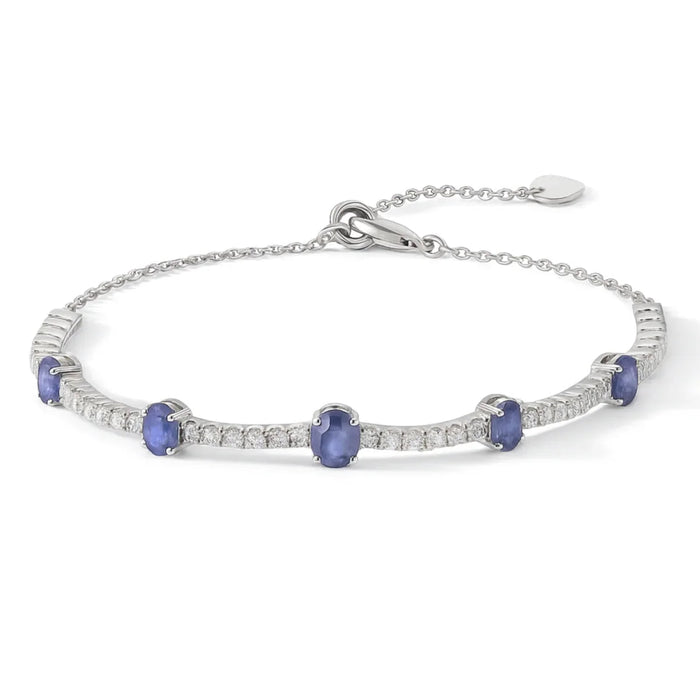 Blue Sapphire Adjustable Bracelet by Fine Color Jewels