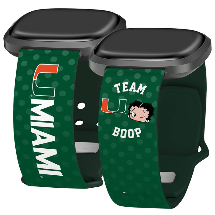 Miami Hurricanes X Betty Boop HD Fitbit Versa 3 & Sense Watch Band by Affinity Bands