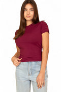 Ribbed Round Neck Short Sleeve Top {BT5492} by The House of Stylez
