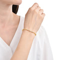 Baguette White Topaz Prong 14k Yellow Gold Plated Silver Link Bracelet by Fine Color Jewels
