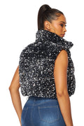 Sequin Velvet Puffer Vest by The House of Stylez