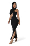 Ribbed Cut Out Slit Midi Dress by The House of Stylez