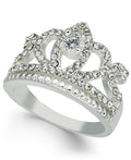 Charter Club Fine Silver Plate Crystal Crown Ring, Size 6 by Vanessa Jane