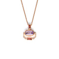Rose Gold Emerald Cut Natural Amethyst Pendant Necklace by Fine Color Jewels