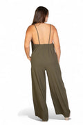 Curvy Spaghetti Strap Solid Wide Jumpsuit {BP5554X} by The House of Stylez