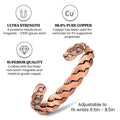 Adjustable Cuff Copper Magnetic Therapy Bracelet Bangle for Men and Women Twisted Design by DailySale