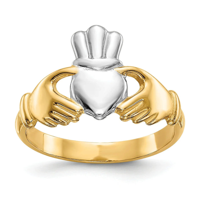 14k Gold Heart Claddagh Ring by Fine Color Jewels