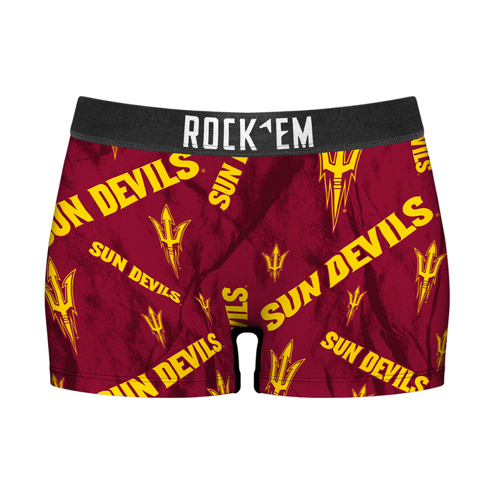 Women's Boy Shorts - Arizona State Sun Devils - Logo All-Over by Rock 'Em Socks