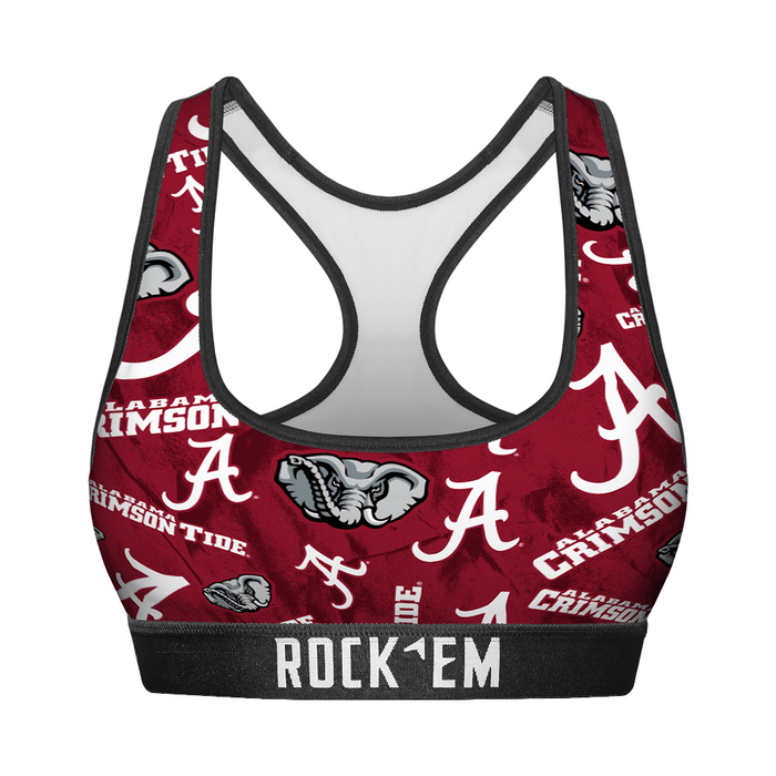 Women's Sports Bra - Alabama Crimson Tide - Logo All-Over by Rock 'Em Socks