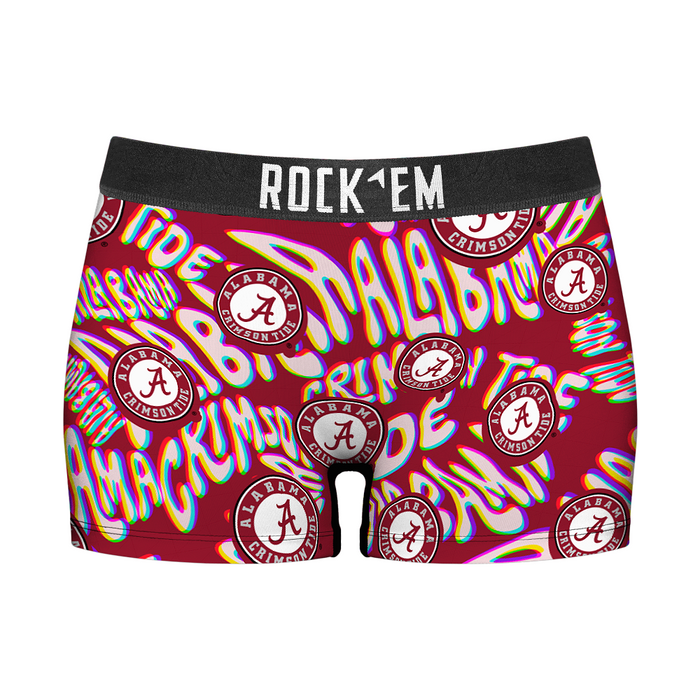 Women's Boy Shorts - Alabama Crimson Tide - Twisted Wordmark by Rock 'Em Socks