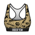 Women's Sports Bra - Colorado Buffaloes - Logo All-Over by Rock 'Em Socks