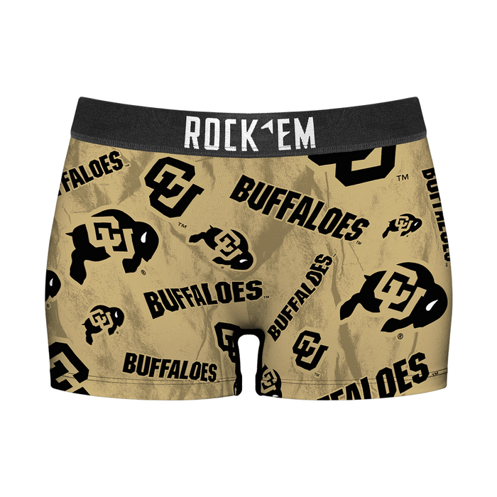 Women's Boy Shorts - Colorado Buffaloes - Logo All-Over by Rock 'Em Socks