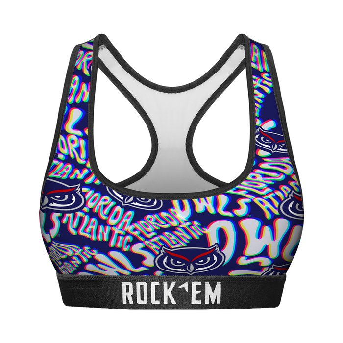 Women's Sports Bra - FAU Owls - Twisted Wordmark by Rock 'Em Socks