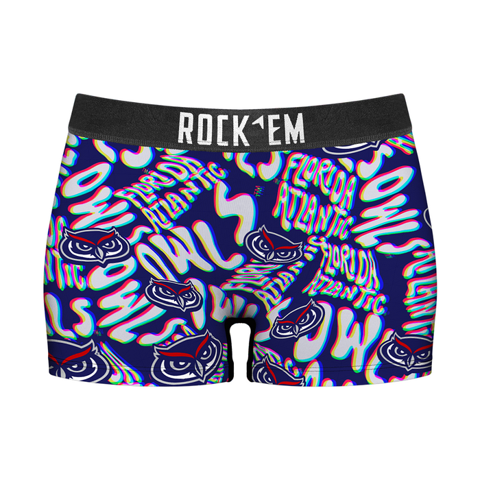 Women's Boy Shorts - FAU Owls - Twisted Wordmark by Rock 'Em Socks