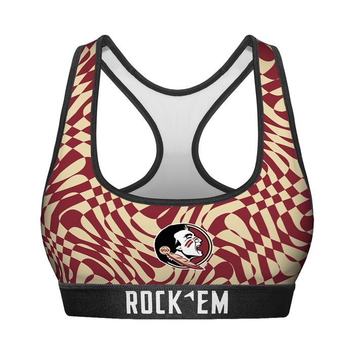 Women's Sports Bra - Florida State Seminoles - Wavy Checkers by Rock 'Em Socks