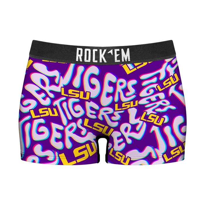 Women's Boy Shorts - LSU Tigers - Twisted Wordmark by Rock 'Em Socks