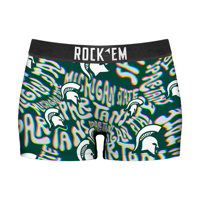 Women's Boy Shorts - Michigan State Spartans - Twisted Wordmark by Rock 'Em Socks