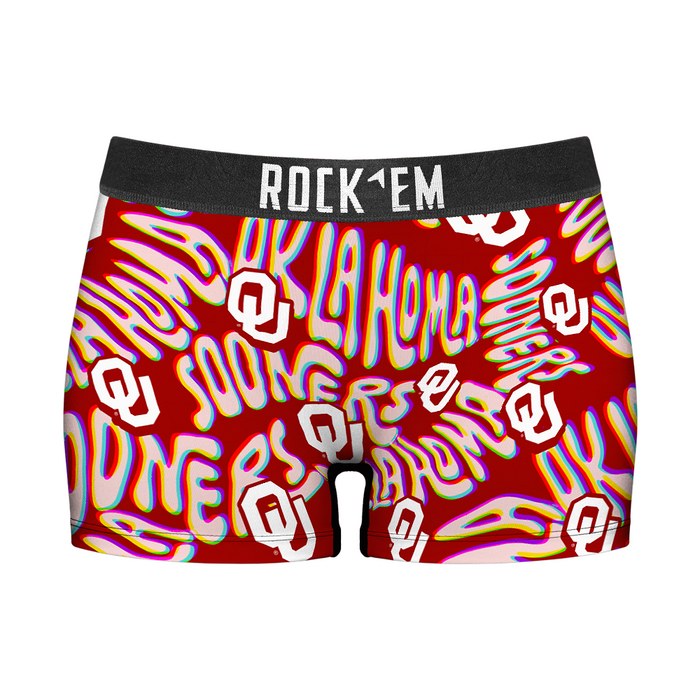 Women's Boy Shorts - Oklahoma Sooners - Twisted Wordmark by Rock 'Em Socks