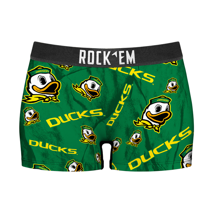 Women's Boy Shorts - Oregon Ducks - Logo All-Over by Rock 'Em Socks