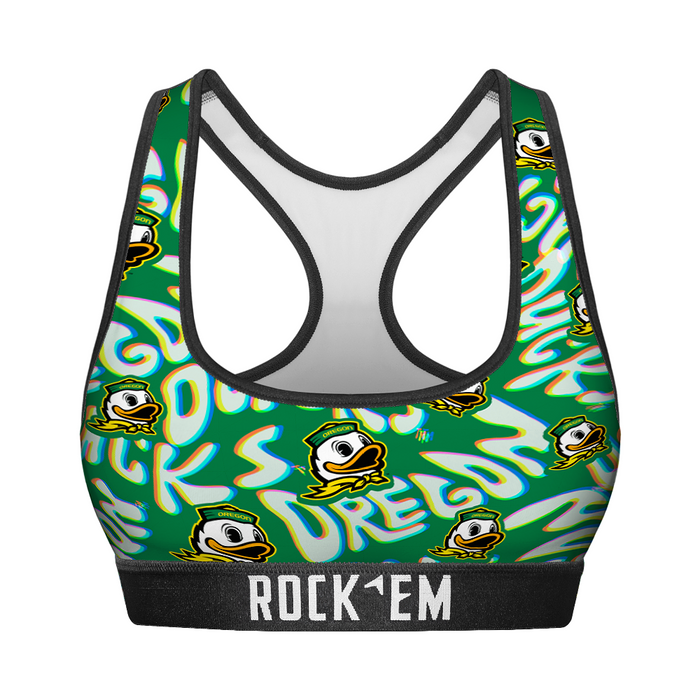 Women's Sports Bra - Oregon Ducks - Twisted Wordmark by Rock 'Em Socks
