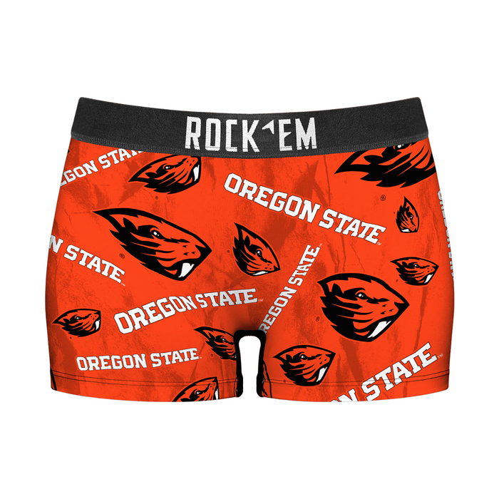 Women's Boy Shorts - Oregon State Beavers - Logo All-Over by Rock 'Em Socks