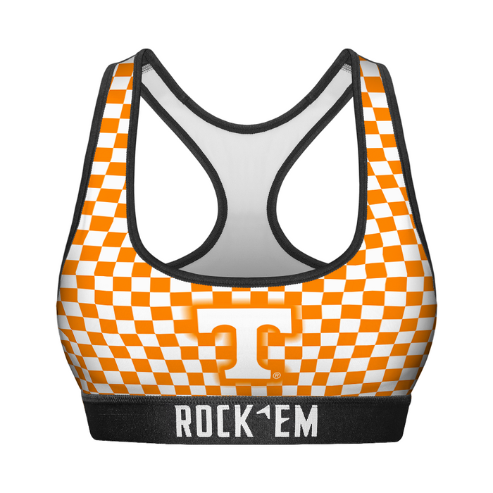 Women's Sports Bra - Tennessee Volunteers - Full Checkerboard by Rock 'Em Socks