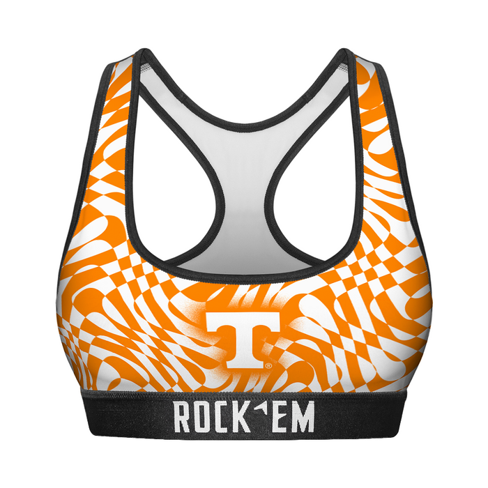 Women's Sports Bra - Tennessee Volunteers - Wavy Checkers by Rock 'Em Socks