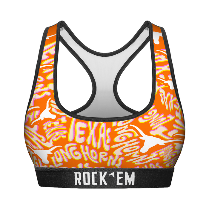 Women's Sports Bra - Texas Longhorns - Twisted Wordmark by Rock 'Em Socks