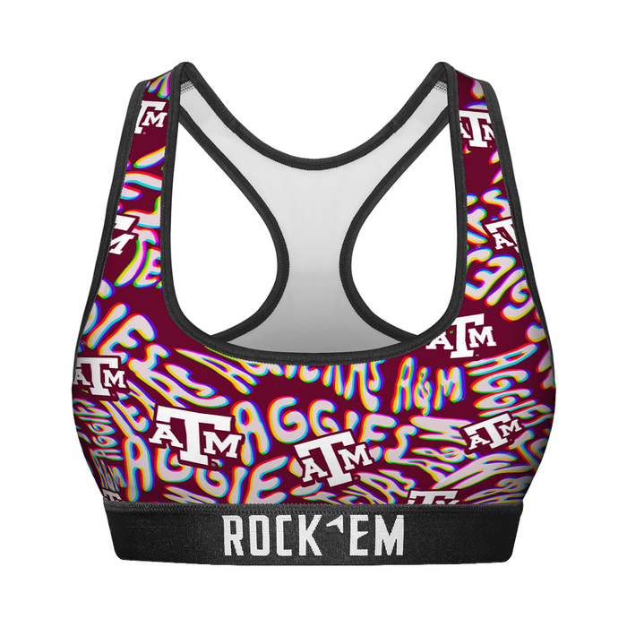 Women's Sports Bra - Texas A&M Aggies - Twisted Wordmark by Rock 'Em Socks