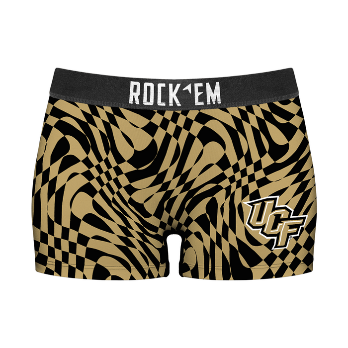 Women's Boy Shorts - UCF Knights - Wavy Checkers by Rock 'Em Socks