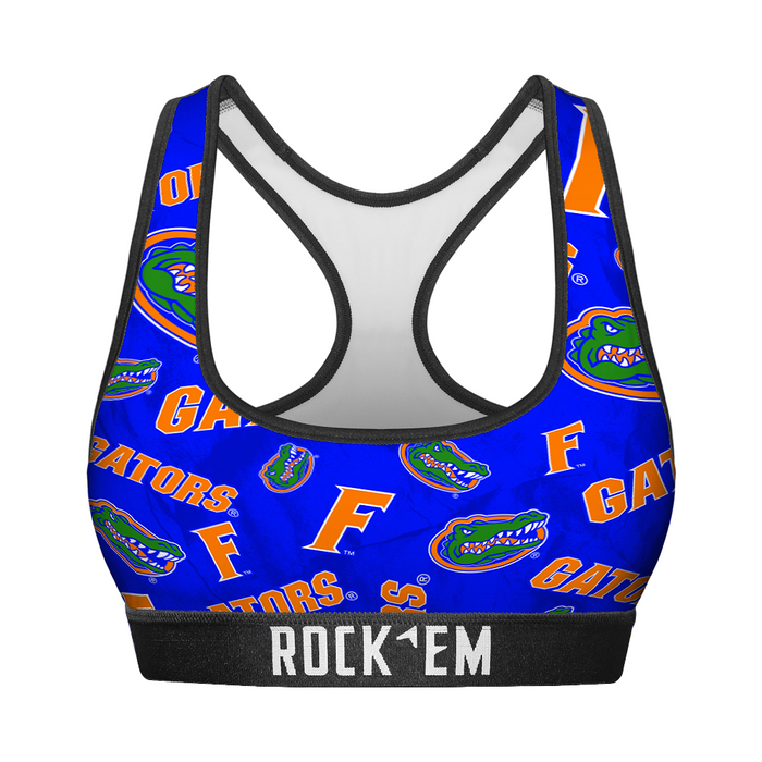 Women's Sports Bra - Florida Gators - Logo All-Over by Rock 'Em Socks