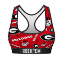 Women's Sports Bra - Georgia Bulldogs - Logo All-Over by Rock 'Em Socks
