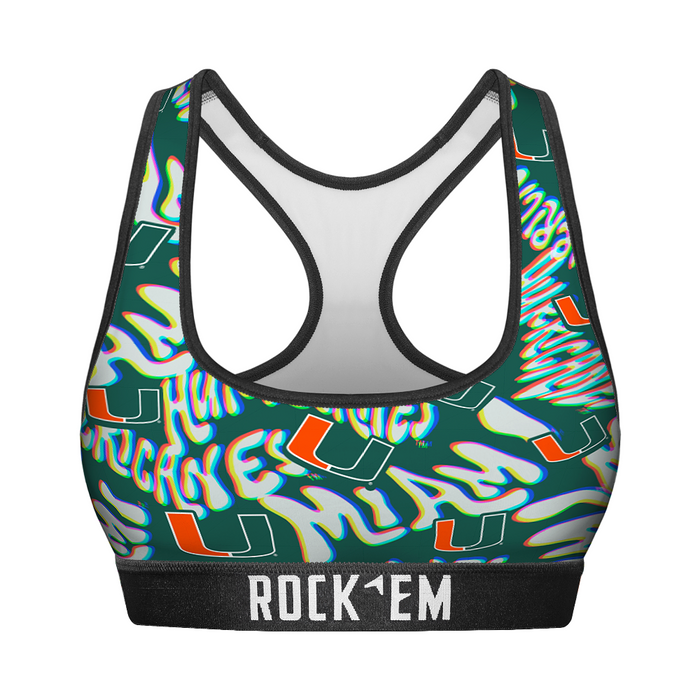 Women's Sports Bra - Miami Hurricanes - Twisted Wordmark by Rock 'Em Socks