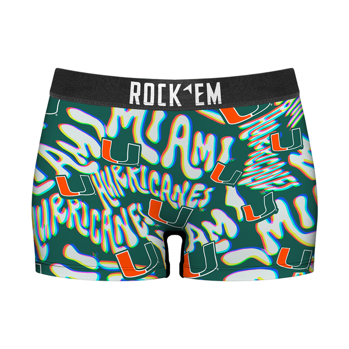 Women's Boy Shorts - Miami Hurricanes - Twisted Wordmark by Rock 'Em Socks