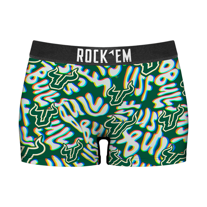 Women's Boy Shorts - USF Bulls - Twisted Wordmark by Rock 'Em Socks