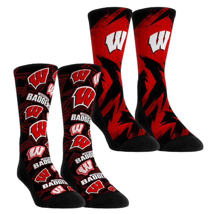 Wisconsin Badgers - Game Day 2-Pack by Rock 'Em Socks