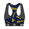 Women's Sports Bra - West Virginia Mountaineers - Logo All-Over by Rock 'Em Socks